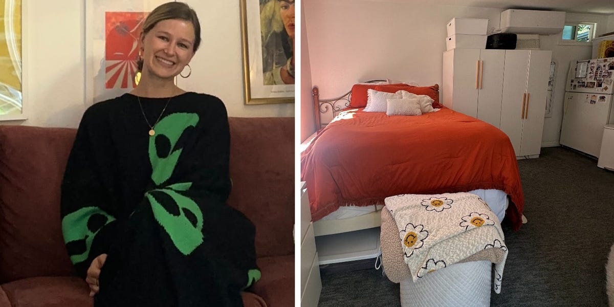 我住在陌生人后院的泳池屋里；我爱我的小房子