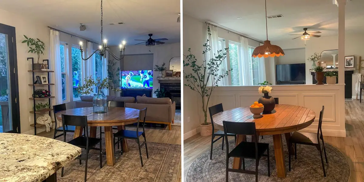 一位女士花费 2,500 美元用小马墙改造了开放式概念空间