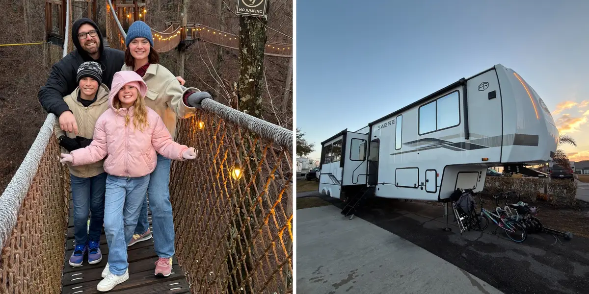 一家四口全职住在房车里，一边旅行一边还债